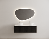 Gliss Design Wastafelonderkast Ribbelfront Zwart Veneer 140 cm 1 lade Timotheu