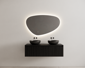 Gliss Design Wastafelonderkast Ribbelfront Zwart Veneer 140 cm 1 lade Timotheu