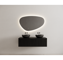 Gliss Design Wastafelonderkast Ribbelfront Zwart Veneer 140 cm 1 lade Timotheu