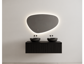 Gliss Design Wastafelonderkast Ribbelfront Zwart Veneer 140 cm 1 lade Timotheus