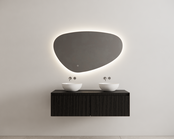 Gliss Design Wastafelonderkast Ribbelfront Zwart Veneer 120 cm 2 lades Timotheus