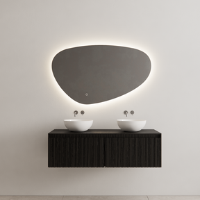 Gliss Design Wastafelonderkast Ribbelfront Zwart Veneer 120 cm 2 lades Timotheus