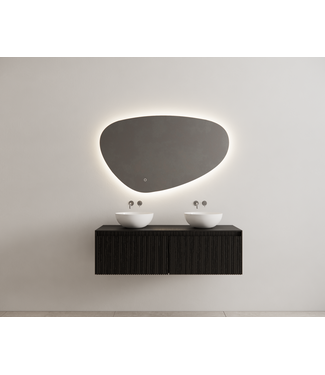 GLISS DESIGN Gliss Design Wastafelonderkast Ribbelfront Zwart Veneer 120 cm 2 lades Timotheus