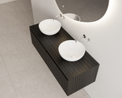 Gliss Desing Wastafelonderkast Ribbelfront Zwart Veneer 140 cm 2 lades Timotheus Gliss Desing Wastafelonderkast Ribbelfront Zwart Veneer 140 cm 2 lades Timotheus