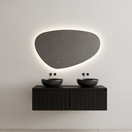 Gliss Design Wastafelonderkast Ribbelfront Zwart Veneer 140 cm 2 lades Timotheus