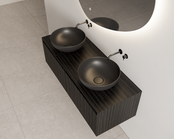 Gliss Desing Wastafelonderkast Ribbelfront Zwart Veneer 140 cm 2 lades Timotheus Gliss Desing Wastafelonderkast Ribbelfront Zwart Veneer 140 cm 2 lades Timotheus