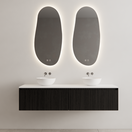 Gliss Design Wastafelonderkast Ribbelfront Zwart Veneer 160 cm 2 lades Timotheus