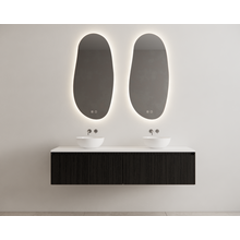 Gliss Design Wastafelonderkast Ribbelfront Zwart Veneer 160 cm 2 lades Timotheus