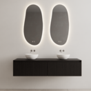 Gliss Design Wastafelonderkast Ribbelfront Zwart Veneer 180 cm 2 lades Timotheus