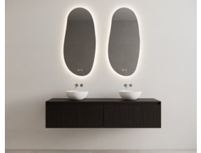 Gliss Design Wastafelonderkast Ribbelfront Zwart Veneer 180 cm 2 lades Timotheus