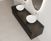 Gliss Design Wastafelonderkast Ribbelfront Zwart Veneer 200 cm 2 lades Timotheus