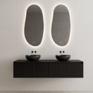 Gliss Design Wastafelonderkast Ribbelfront Zwart Veneer 200 cm 2 lades Timotheus