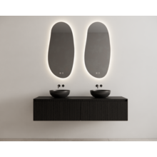 Gliss Design Wastafelonderkast Ribbelfront Zwart Veneer 200 cm 2 lades Timotheus