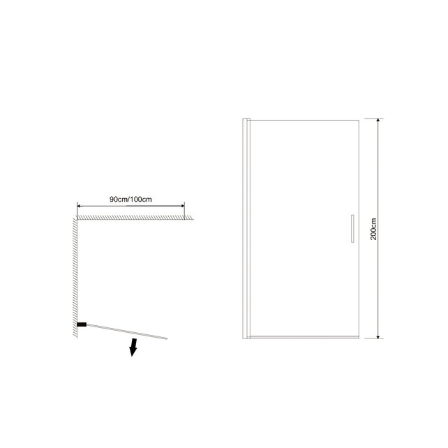 Douchedeur Bari Zwart 80 cm 6mm veiligheidsglas Transparant met Nano Coating Douchedeur Bari Zwart 80 cm 6mm veiligheidsglas Transparant met Nano Coating