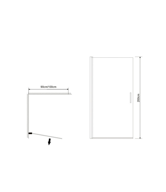 Douchedeur Bari Chroom 80 cm 6mm veiligheidsglas Transparant met Nano Coating