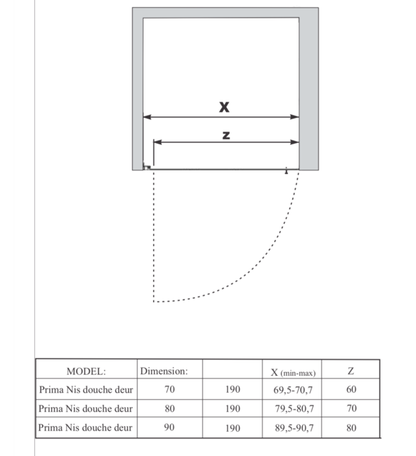 Gliss Design Prima Douchedeur Nis 70cm Zwart 6mm Helderglas Draaideur 190cm Gliss Design Prima Douchedeur Nis 70cm Zwart 6mm Helderglas Draaideur 190cm