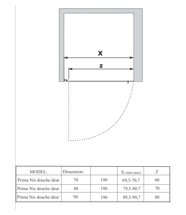 Gliss Design Prima Douchedeur Nis 90cm Zwart 6mm Helderglas Draaideur 190cm