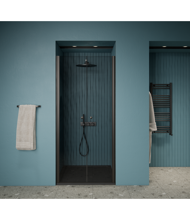 GLISS DESIGN Gliss Design Prima Douchedeur Pendeldeur120cm Mat Zwart 6mm Helderglas 190cm