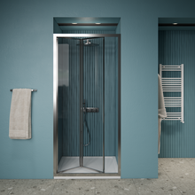 Gliss Design Douchedeur Amore Chroom Vouwdeur 80x190cm Nisdeur met 6mm Anti-Kalk veiligheidsglas