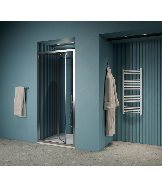 Gliss Design Douchedeur Amore Chroom Vouwdeur 90x190cm Nisdeur met 6mm Anti-Kalk veiligheidsglas