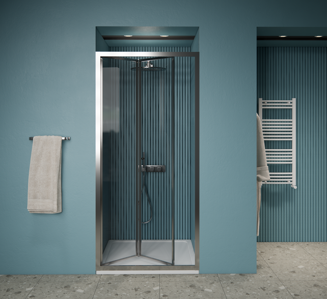 Gliss Design Douchedeur Amore Chroom Vouwdeur 90x190cm Nisdeur met 6mm Anti-Kalk veiligheidsglas