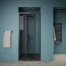 Gliss Design Douchedeur Amore Zwart Vouwdeur 100x190cm Nisdeur met 6mm Anti-Kalk veiligheidsglas