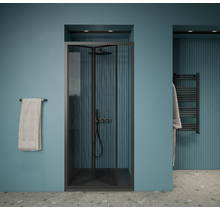 Gliss Design Douchedeur Amore Zwart Vouwdeur 100x190cm Nisdeur met 6mm Anti-Kalk veiligheidsglas