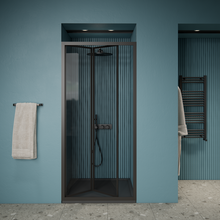 Gliss Design Douchedeur Amore Zwart Vouwdeur 100x190cm Nisdeur met 6mm Anti-Kalk veiligheidsglas