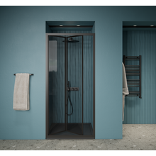 Gliss Design Douchedeur Amore Zwart Vouwdeur 100x190cm Nisdeur met 6mm Anti-Kalk veiligheidsglas