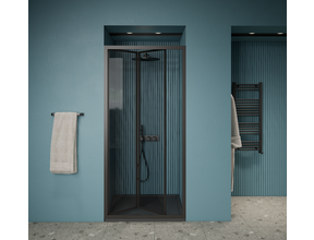 Gliss Desing Douchedeur Amore Zwart Vouwdeur 100x190cm Nisdeur met 6mm Anti-Kalk veiligheidsglas
