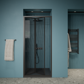 Gliss Design Douchedeur Amore Zwart Vouwdeur 100x190cm Nisdeur met 6mm Anti-Kalk veiligheidsglas