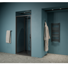 Gliss Design Douchedeur Amore Zwart Vouwdeur 80x190cm Nisdeur met 6mm Anti-Kalk veiligheidsglas