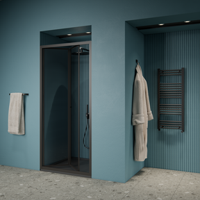 Gliss Design Douchedeur Amore Zwart Vouwdeur 80x190cm Nisdeur met 6mm Anti-Kalk veiligheidsglas