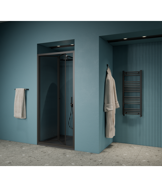 GLISS DESIGN Gliss Design Douchedeur Amore Zwart Vouwdeur 80x190cm Nisdeur met 6mm Anti-Kalk veiligheidsglas