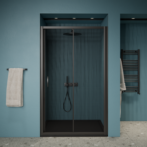 Gliss Design Douchedeur Amore Schuifdeur Zwart 110 cm Nisdeur met 5mm Anti-Kalk Glas