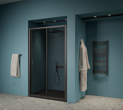 Gliss Design Douchedeur Amore Schuifdeur Zwart 130 cm Nisdeur met 5mm Anti-Kalk Glas