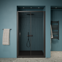 Gliss Design Douchedeur Amore Schuifdeur Zwart 130 cm Nisdeur met 5mm Anti-Kalk Glas