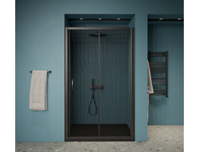 Gliss Desing Douchedeur Amore Schuifdeur Zwart 160 cm Nisdeur met 5mm Anti-Kalk Glas