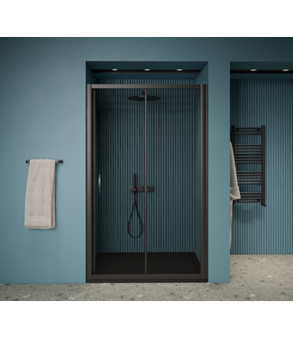 GLISS DESIGN Gliss Design Douchedeur Amore Schuifdeur Zwart 160 cm Nisdeur met 5mm Anti-Kalk Glas