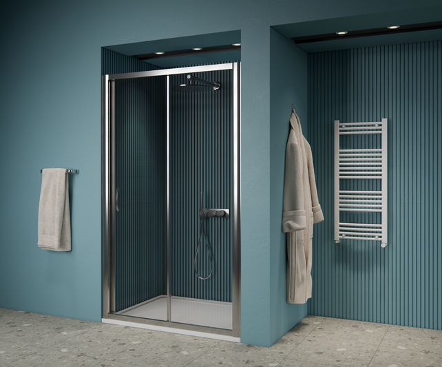 Gliss Design Douchedeur Amore Schuifdeur Zwart 150 cm Nisdeur met 5mm Anti-Kalk Glas