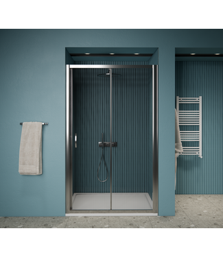 GLISS DESIGN Gliss Design Douchedeur Amore Schuifdeur Zwart 150 cm Nisdeur met 5mm Anti-Kalk Glas