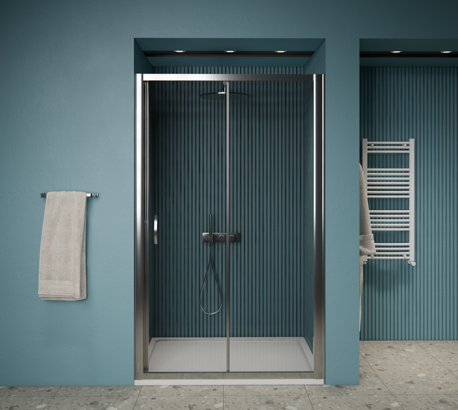 Gliss Design Douchedeur Amore Schuifdeur Zwart 150 cm Nisdeur met 5mm Anti-Kalk Glas