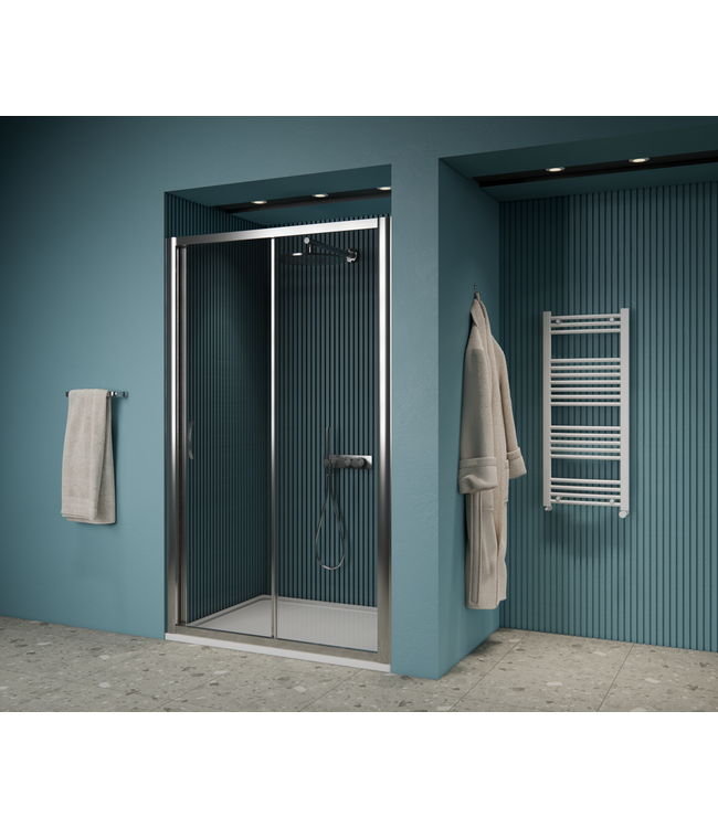 GLISS DESIGN Gliss Design Douchedeur Amore Schuifdeur Zwart 140 cm Nisdeur met 5mm Anti-Kalk Glas