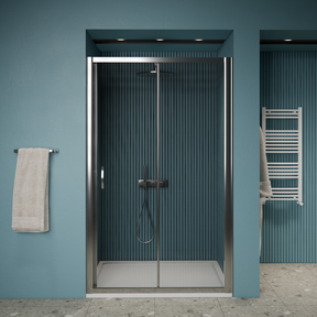 Gliss Design Douchedeur Amore Schuifdeur Zwart 120 cm Nisdeur met 5mm Anti-Kalk Glas