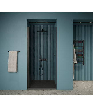 GLISS DESIGN Gliss Design Prima Douchedeur Nis 80cm Zwart 6mm Helderglas Draaideur 190cm