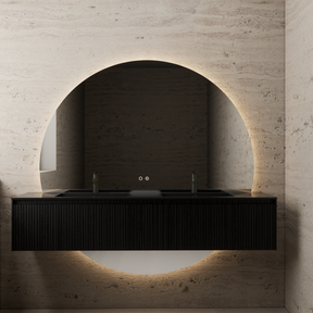 Gliss Design Half Ronde Badkamerspiegel Lios 160cm met Dimbaar LED verlichting en verwarming