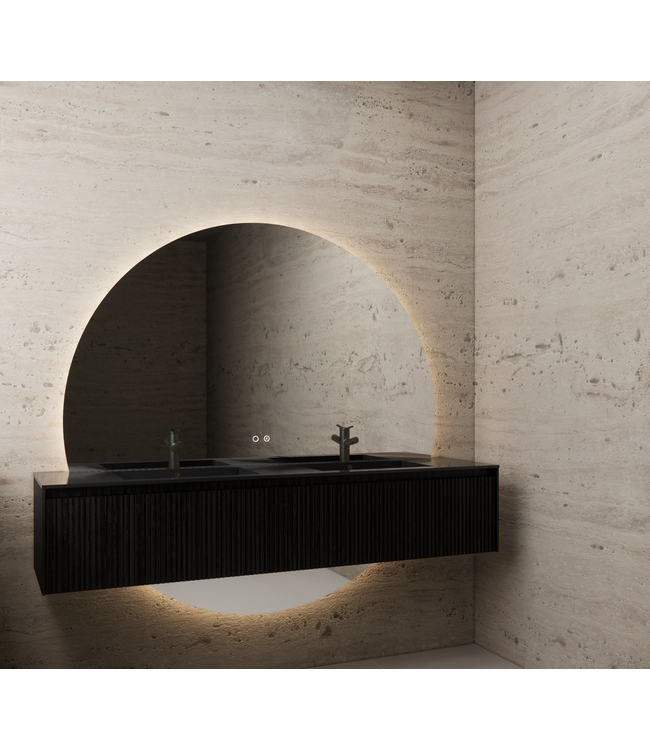 GLISS DESIGN Gliss Design Half Ronde Badkamerspiegel Lios 160cm met Dimbaar LED verlichting en verwarming