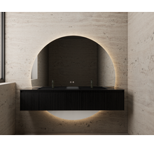 Gliss Design Half Ronde Badkamerspiegel Lios 180cm met Dimbaar LED verlichting en verwarming