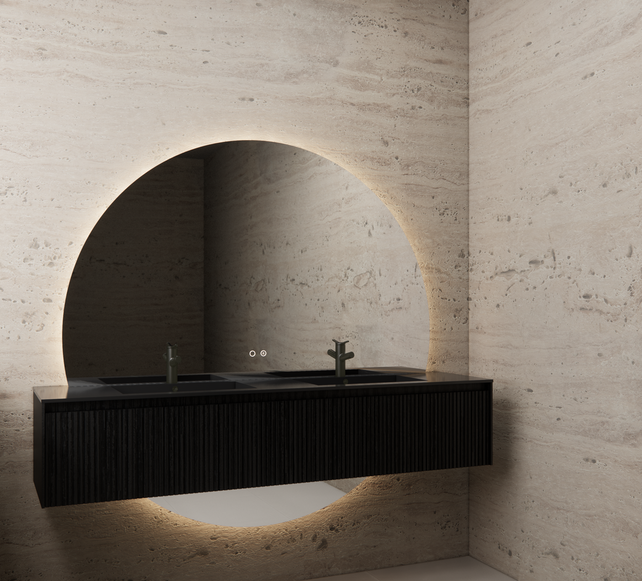 Gliss Design Half Ronde Badkamerspiegel Lios 180cm met Dimbaar LED verlichting en verwarming Gliss Design Half Ronde Badkamerspiegel Lios 180cm met Dimbaar LED verlichting en verwarming