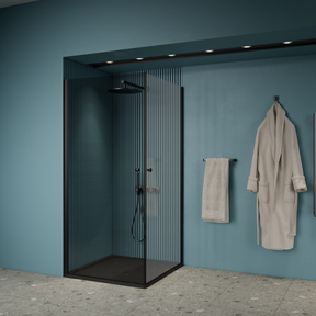 Gliss Magus Zwarte Douchecabine met Dubbele draaideur 80 x 80 x 190 cm 6mm Veiligheidsglas met Antikalk